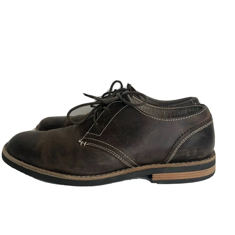 Penguin Waylon Mens Distressed Brown Leather Oxford Shoes‎ Size 9 Lace Up SH714